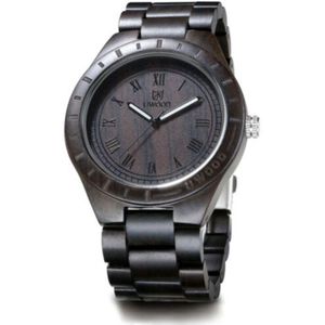 Uwood Mannen Houten Horloge Vintage Zwart Quartz Horloge Milieuvriendelijke Natuurlijke Houten Horloge voor Mannen