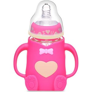 Duidelijke Schaal Babyvoeding Fles Drinkbeker Training Leren Lekvrije Brede Kaliber Dual Gebruik Anti-Koliek 240ml Melk Schattige Beer