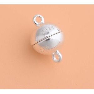 Echte Pure Solid 925 Sterling Zilveren Magnetische Sluitingen Sieraden Maken Ronde Bal Gouden Gesp Sluiting Ketting Armband Bevindingen
