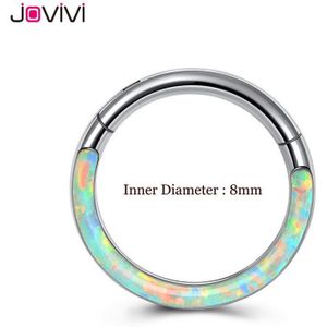 Jovivi Rvs 16G Twist Scharnierende Clicker Neus Septum Ring Synthetische Opal Hoop Wenkbrauw Lip Oor Ringen Body Piercing sieraden