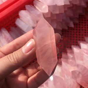Natuurlijke Rose Pink Crystal Quartz Dubbele Wees Obelisk Specimen