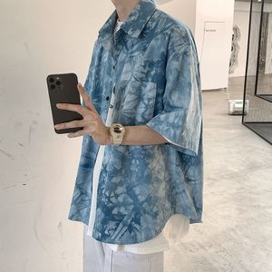 Dunne Hawaiian Shirt Jongens Zomer Mode Losse Top Tie Dye Korte Mouwen Bloemen Shirt Jas