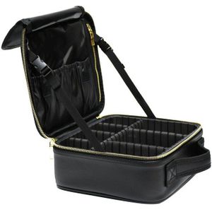 Pu Lederen Cosmetische Zak Gouden Rits Make Up Box Grote Capaciteit Opslag Handtas Reizen Insert Toilettas Make-Up Koffer