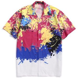 Incerun Mode Mannen Hawaiian Shirt Tie Dye Print Korte Mouw Revers Ademend Blouse Zomer Strand Toevallige Camisa Streetwear