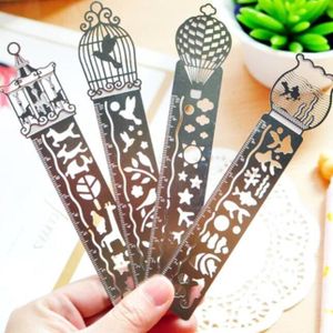 24 Stks/partij Korea Zakka Vintage Hollow Stijl Roestvrij Stalen Liniaal 10Cm Bookmark Diy Gereedschap Studenten Prijs Briefpapier