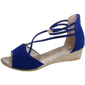 Vrouwen Platform Wedge Sandalen Open Teen Terug Rits Enkel Sandaaltjes