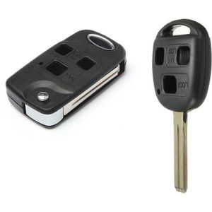 3 Knoppen Conversie Flip Key Remote Fob Case Voor Lexus Is200 Ls400 & 3 Knoppen Afstandsbediening Sleutel Shell Geval Leeg blade Black