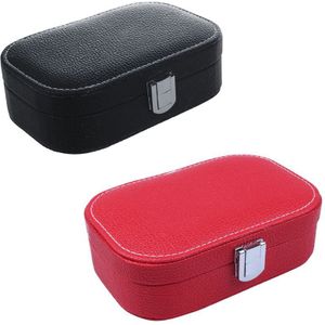 2 Stuks Mini Sieraden Organizer Box Pu Lederen Sieraden Doos Prinses Dressing Oorbel & Ring Collection Box, black & Red