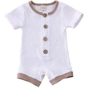 Pudcoco Baby Zomer Kleding Pasgeboren Baby Baby Jongens Meisjes Kleding Geribbeld Solid Romper Jumpsuit Korte Mouw Outfit 0-18M