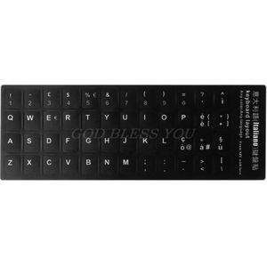 Duurzaam Russisch/Frans/Spaans/Japans/Duits/Arabisch/Koreaanse/Italiaanse Toetsenbord Taal Sticker Met wit Belettering Voor Pc