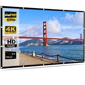 Draagbare Hd Zachte Projectiescherm Mat Wit 16:9 Projector Screen Film Doek 60 72 84 92 100 120 150 Inch voor Home Theater