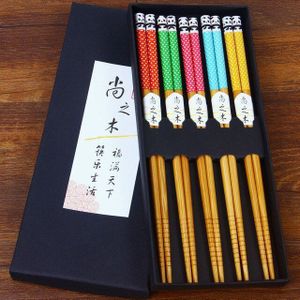 5 Paar Natuurlijke Bamboe Eetstokjes Japanse Sushi Servies Retro Chinese Stijl Joint Eetstokje Eten Gereedschap Baguettes Japonaises
