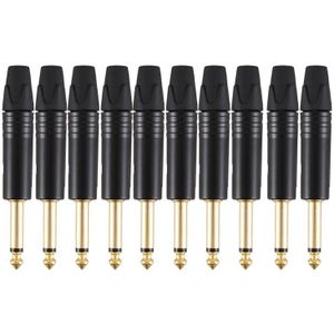 Gold Plating 10Pcs Plug Mono Professionele 2 Pole 6.35 Mm 6.5Mm Stereo Jack Plug Neutrik 6.35 Mm Jack zwart