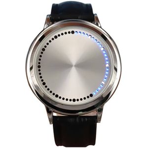 Mode Lederen Band Touchscreen LED Horloges Voor Vrouwen/Mannen Blauw Licht Display Tijd 88 TT @ 88