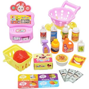 17Pcs Supermarkt Pretend Play Supermarkt Speeltoestel Speelgoed Set Simuleren Winkelen Props Voor Kids Kinderen Fun