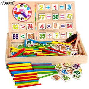 Kids Wiskunde Onderwijs Box Set Kinderen Houten Aantal Tellen Math Speelgoed Baby Wiskunde Sticker Berekenen Game Toy Onderwijs Blok