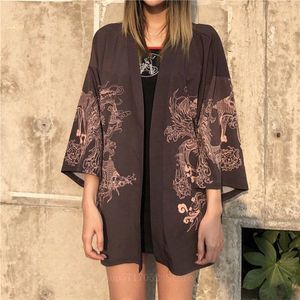 Japanse Mode Kimono Afdrukken Chinese Draak Dunne Vrije Tijd Pendelen Zonnebrandcrème Kleding Vest Gewaad Voor Jongens En Meisjes