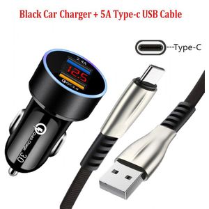 5A Snel Opladen Usb Type-C Kabel Voor Huawei P20 P30 P40 Lite Honor 9S 9C 9A 30 20 Pro 9X Lite Qc 3.0 Led Display Car Charger
