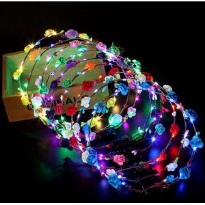 10Pcs Led Gloeiende Bloem Hoofdband Meisjes Hoofdtooi Rotan Hoofd Haaraccessoires Voor Baby, Kinderen, Kind, volwassen Partij Decoratie Supply