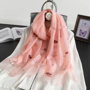 Effen Sjaal Hijab Winter Zijde Wol Sjaals Vrouwen Borduren Warme Lange Sjaal Bandana Foulard Pashmina Poncho