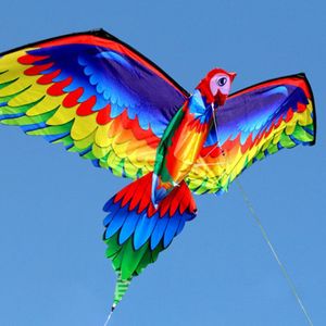 3D Parrot Kite Single Line Vliegeren Met Staart En Handvat Kite Kinderen Vliegende Vogel Vliegers Windzak Outdoor Voor Volwassen en Kinderen