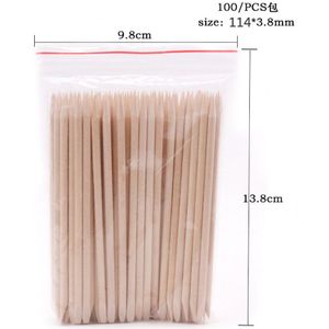 100 Pcs Houten Nail Art Decoraties Gereedschap Puntjes Pen Strass Picker
