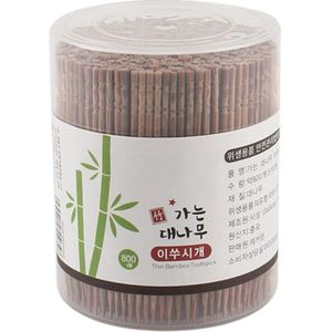 Ootdty 800 Stuks Wegwerp Verkoolde Houten Tandenstokers Single-Head Wees Cocktail Picks Met Dispenser Tanden Reinigen Spiesjes