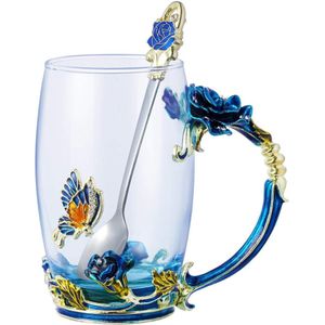 Top Grade Crystal Glass Mok Drinken Mok Handgeblazen Koffie Beker Met Lepel Handgemaakte Valentijnsdag Verjaardag Huwelijkscadeau