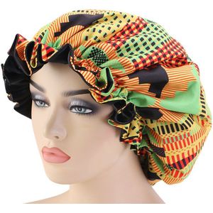 Extra Grote Size Afrikaanse Patroon Ankara Print Mutsen Moslim Vrouwen Nachtrust Cap Satijn Elastische Hoed Dames Tulband Head Cover