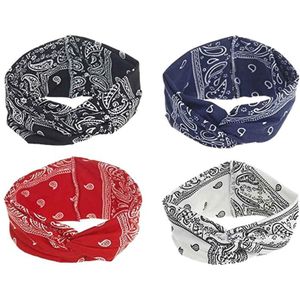 Paisley Haar Bandana Boho Haaraccessoires Yoga Outdoor Sport Haarband Hoofdband 4Pc