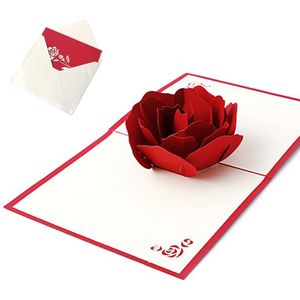 Handgemaakte Wenskaart 3D Kaarten Rose Voor Kerstmis Verjaardag Valentijnsdag Cadeau MAR10_35