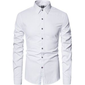 Lente Effen Heren Overhemden Slim Fit Katoen Social Business Shirts Casual Lange Mouwen Mannen Shirt Mannen Kleding