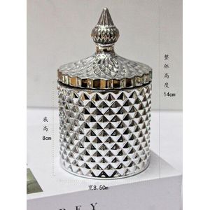 Plating Zilver Glas Opslag Jar Thuis Sieraden Cosmetische Opbergdoos Wattenstaafje Aromatherapie Kaars Fles Snoeppot Home Decor