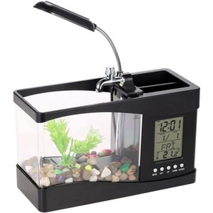 Usb Mini Aquarium Met Led Lamp Licht Aquarium Vissenkom Met Lcd-scherm En Klok Aquarium Aquarium