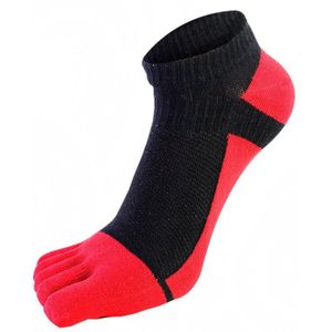 1 Paar Sport Sokken Mannen Vrouwen Comfortabele Dunne Vijf-Vinger Sokken Sectie Korte Splicing Mesh Stiksels Kleur Katoenen Sokken