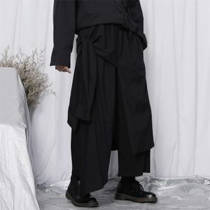 Mannen Casual Broek Mannen Negen Punt Broek Japanse Niche Ontwerpers Asymmetrische Losse Wijde Broek