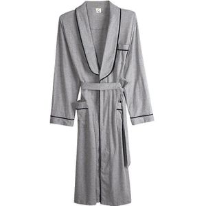 Grote Werven M-XXXL Lente Mannen Grijze Kleur Robes Lange Mouwen Robe Coat Albornoz Hombre Mannelijke Nachtkleding Kimono Bad Gown Met riem