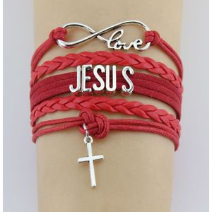 Hand-Gebreide Jezus Christelijke Bijbel Kruis Armband Gevlochten Armband