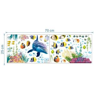 Wall Stickers Dolphin Fish Aquarium Ocean Stickers for Kids Bedroom Bathroom Window Decorative Decal Mural Home Decoration