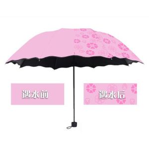 Bloei Met Water Zwarte Coating Paraplu Thicken Gegolfde Rand Zonnescherm Paraplu En-Toutcas Zonnig En Regen Trifold Paraplu