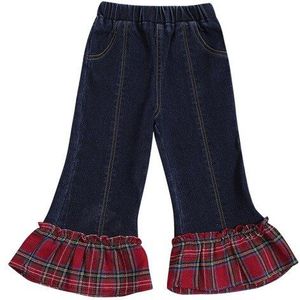 Cathery Peuter Kids Baby Meisje Winter Lange Bell Bodem Broek Outfits Kleding Kinderen Flares Pak Kid Plaid Boot cut Jeans