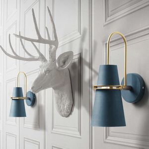 Nordic Luxe Licht Macaron Slaapkamer Woonkamer Keuken Interieur Decoratie Paard Hoofd Hollow Led Moderne Wandlampen