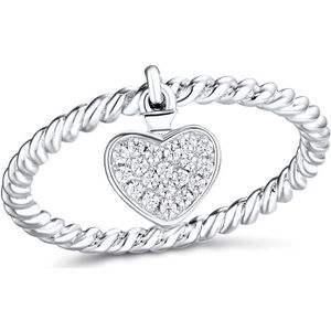 Santuzza Zilveren Ring Voor Vrouwen 925 Sterling Zilveren Hart Vrouwelijke Ringen Rose Goud Kleur Zirconia Ring Set Mode-sieraden