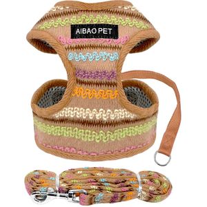 Kleine Hond Harnas Leiband Set Leuke Chihuahua Harnas Nylon Hondenriem Touw Verstelbare voor Kleine Honden Katten Yorkie Roze Blauw