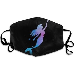 Gekleurde Mooie Mermaid Gedrukt Stof Mond Masker Met Vervangbare Filter, Herbruikbare Ademend Masker Voor Vrouwen En Mannen