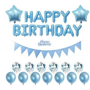 16Inch Gelukkige Verjaardag Engels Letters En 18Inch Satr Folie Ballon Confetti Ballon Latex Parel Ballon Met Vlaggen Partij decor