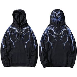 Hip Hop Lightning Hoodie Sweatshirt Mannen Harajuku Streetwear Hooded Trui Katoen Herfst Losse Hoodie Hiphop Hipster Zwart