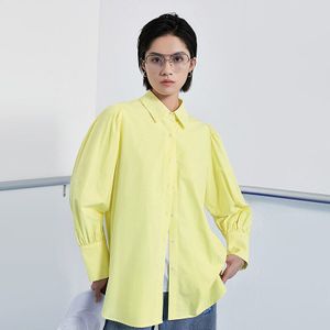 Toyouth Vrouwen Lantaarn Lange Mouwen Top Lente Losse Kraag Puur Katoen Luie Stijl Wit Mode Shirt