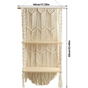 Bohemian Macrame Wandtapijt Rack Hand Geweven Muur Opknoping Bloem Opslag Houten Plank Wandtapijt Rack Muur Decoratieve Ornamenten