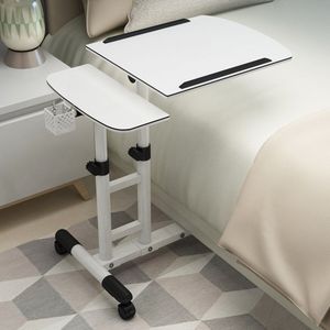Nachtkastje Beweegbare Lifting Vouwen Notebook Stand Tray Met Wielen Computer Bureau Nachtkastje Leren Tafel Creatieve Slaapkamer